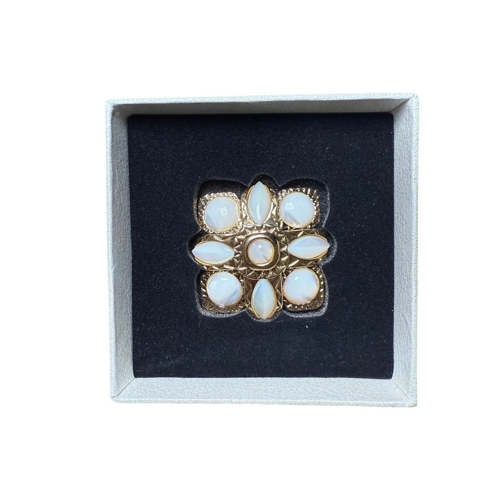St John Gold Tone Mother of Pearl Brooch Pin